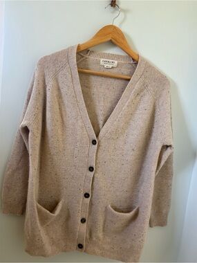 Cavalini Neutral Speckled Button-Front V-Neck Cardigan